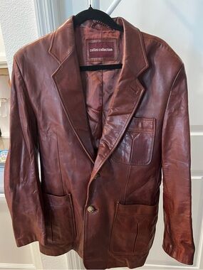 Vintage Cellini Collection Leather Blazer Jacket with Callouts Mens M, Women's L